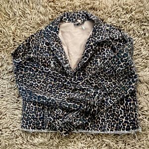 Free People denim leopard print jacket